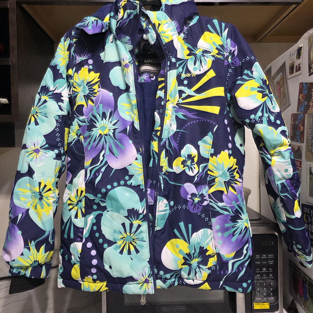 Kamik Kids Puffer Jacket - Navy and Floral - Picture 12 of 14